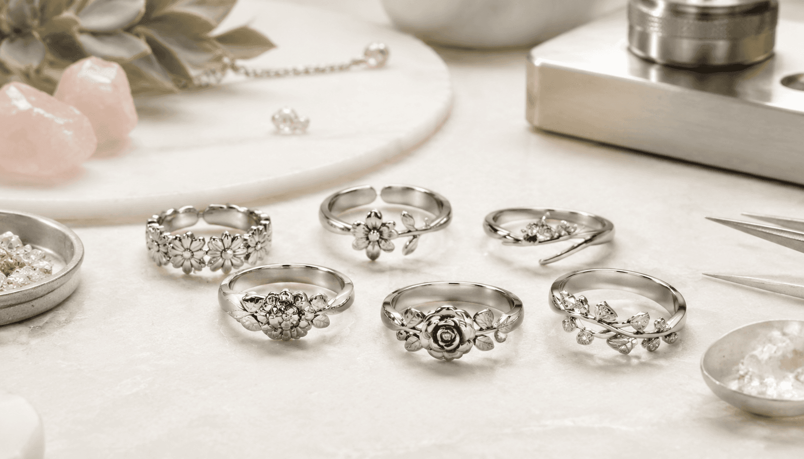 Seasonal Sparkle: Limited-Edition Birth Flower Rings in Stainless Steel