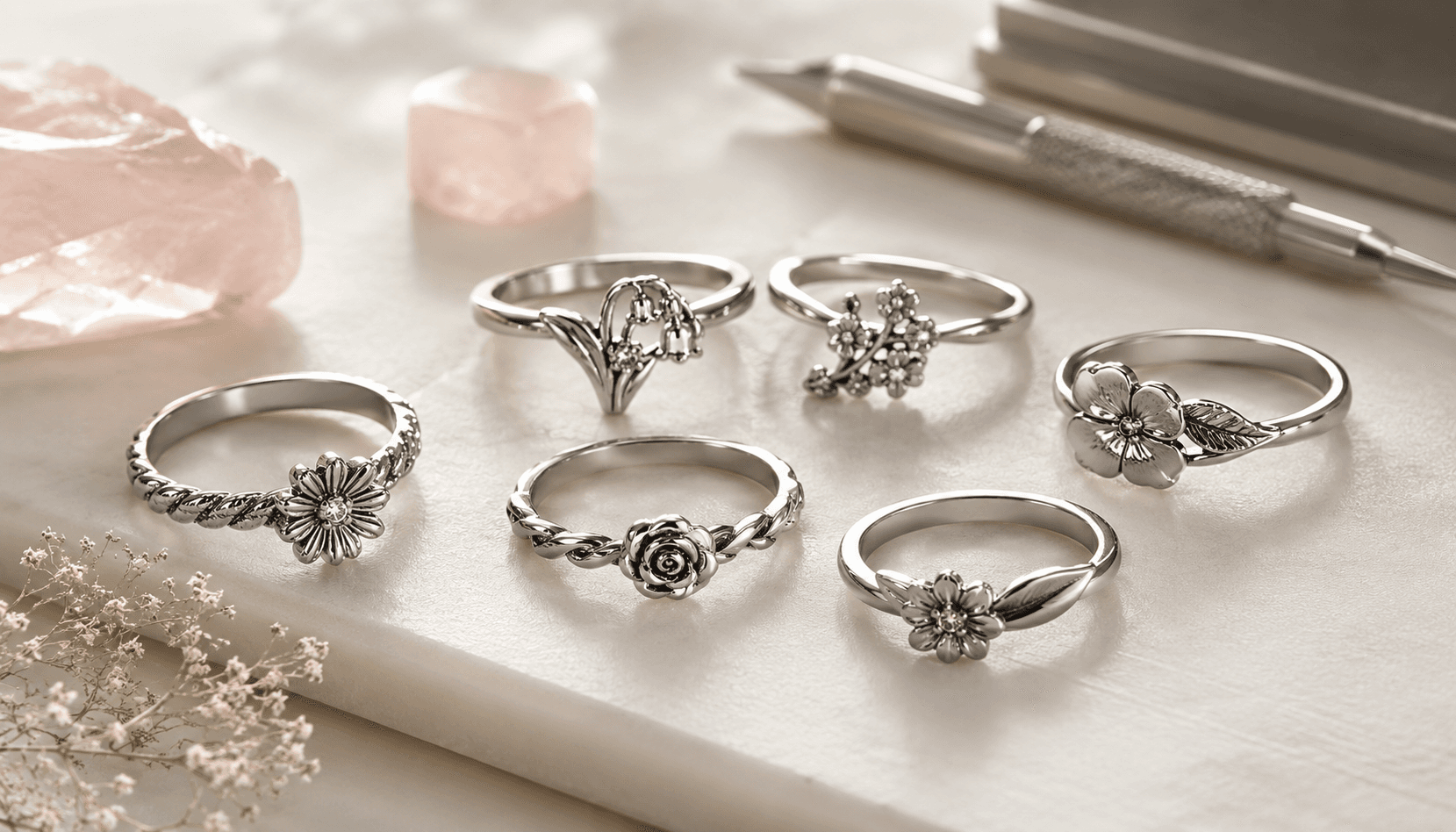 Timeless Blossoms: Holiday & Seasonal Stainless Steel Birth Flower Rings