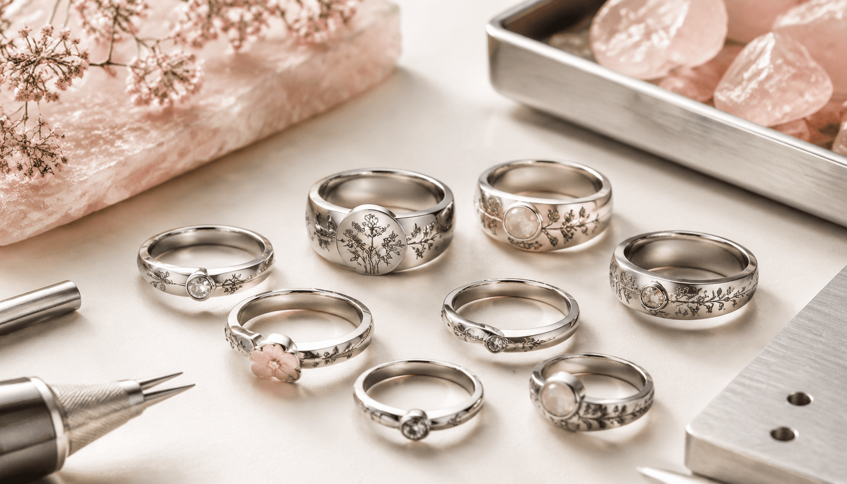 Timeless Blooms: Limited-Edition Stainless Steel Birth Flower Rings for Every Season