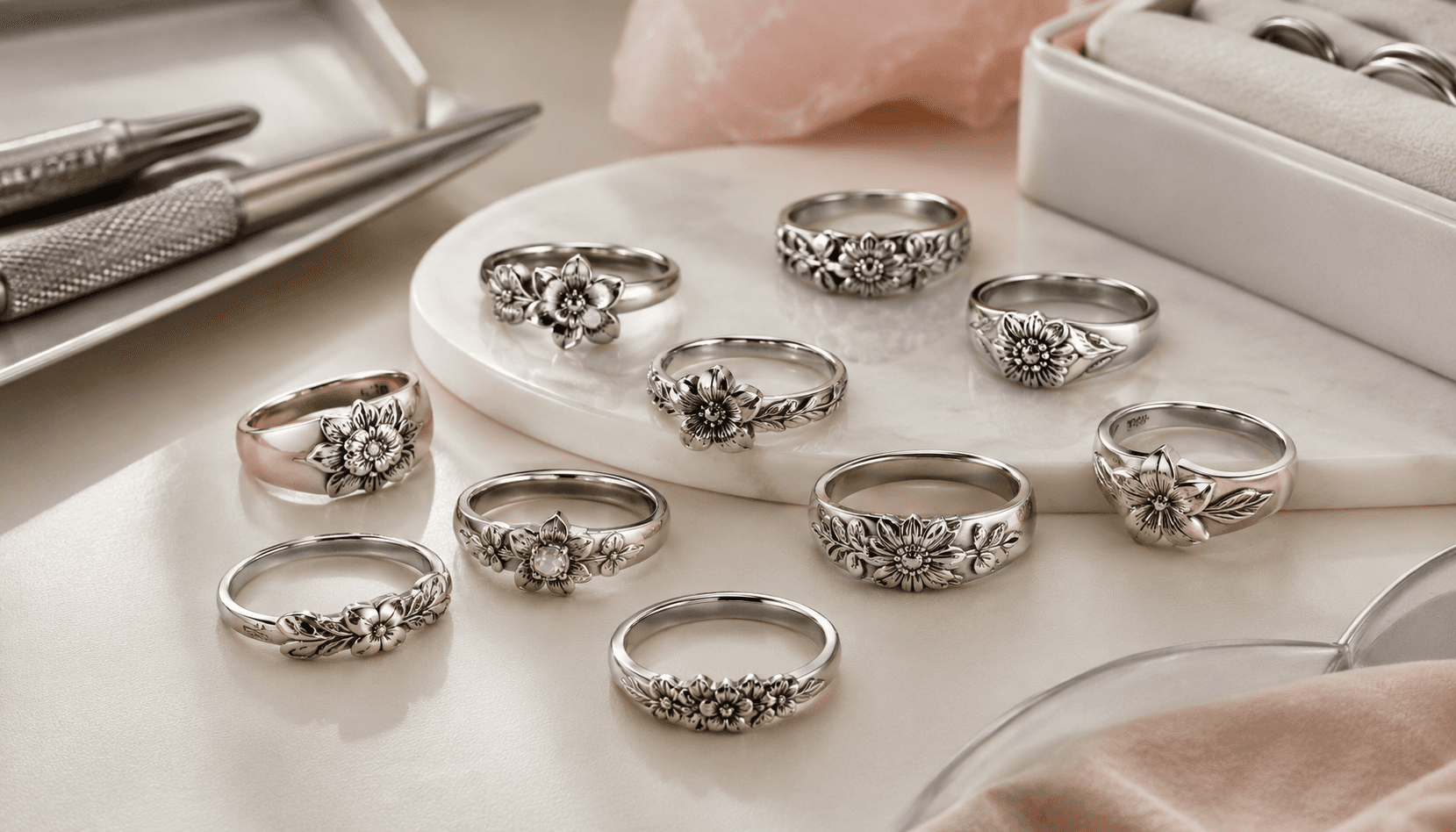 Seasonal Treasures: Custom Stainless Steel Birth Flower Rings for Every Occasion