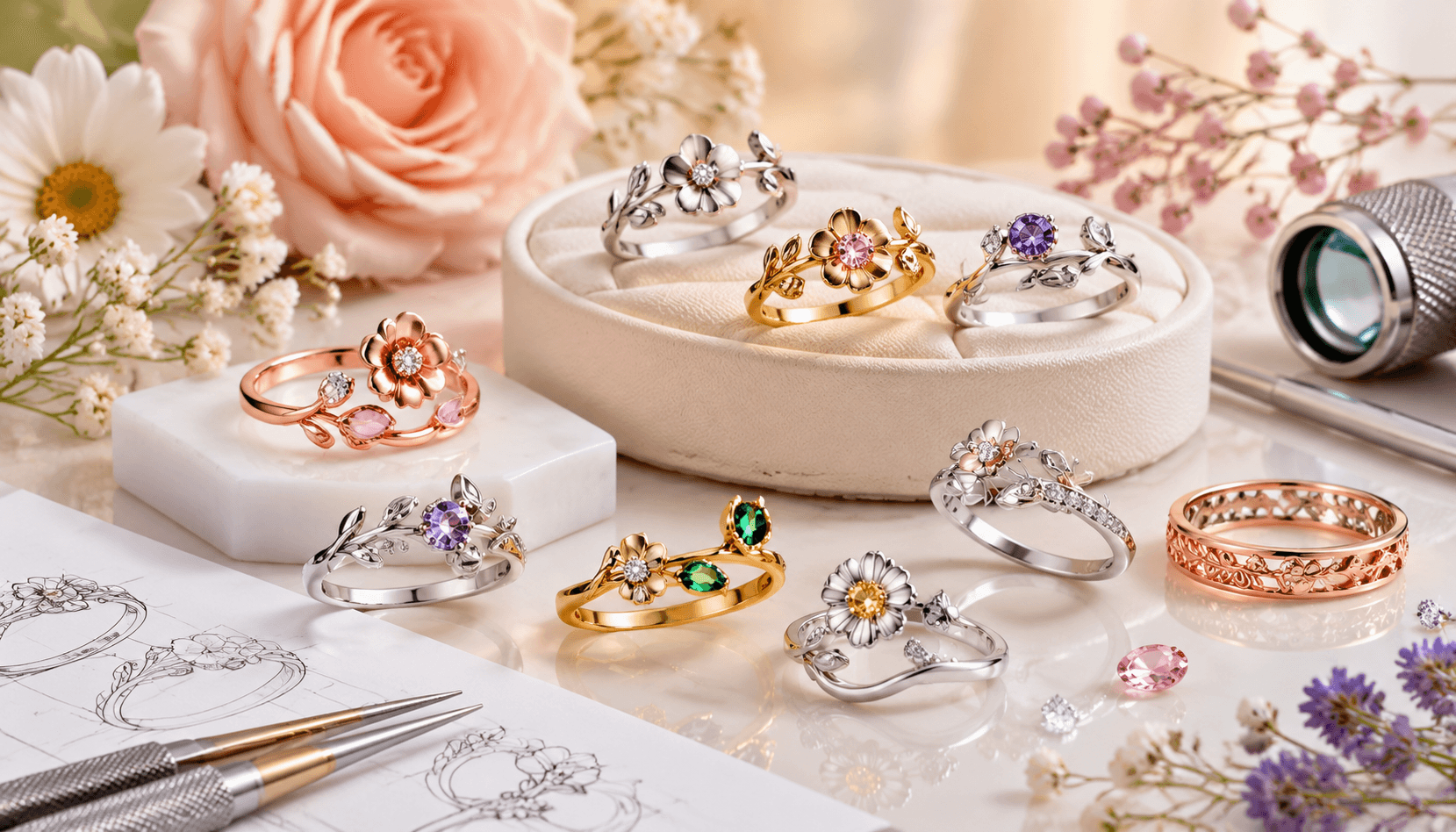 Timeless Treasures: Custom Birth Flower Rings for Every Season & Celebration
