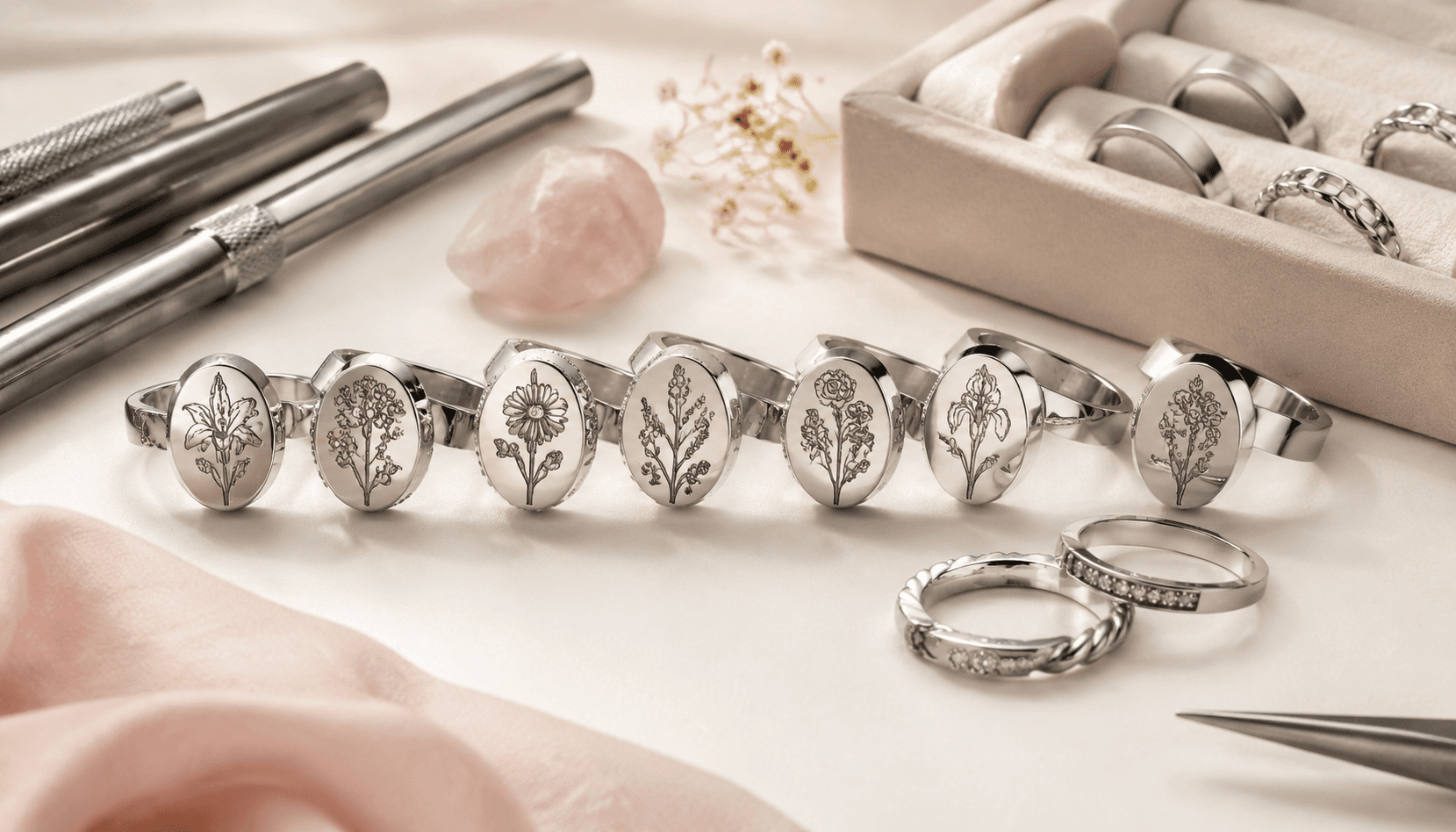 Timeless Elegance: Custom Stainless Steel Birth Flower Rings for Every Season