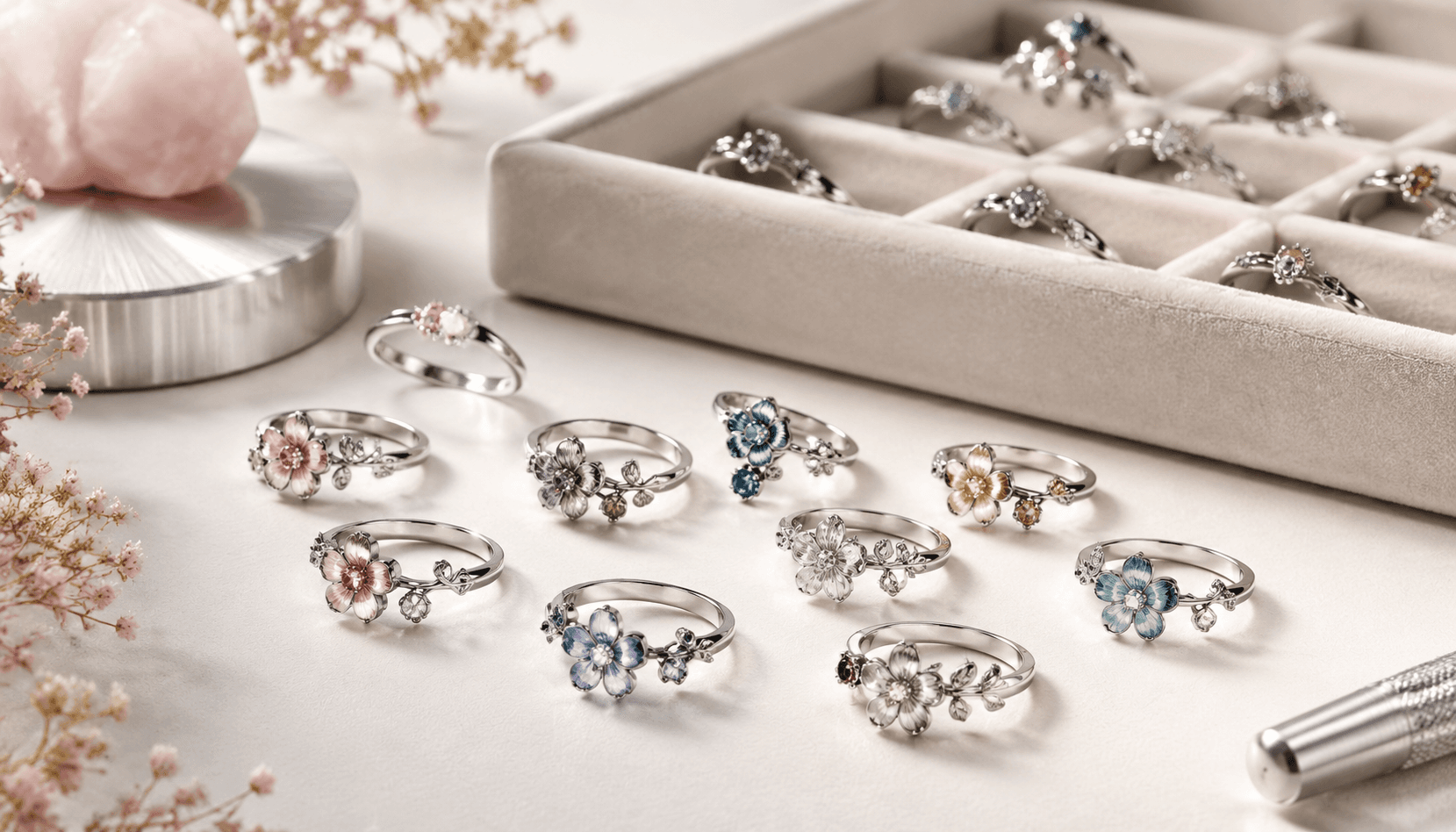 Timeless Petals: Festive Birth Flower Rings in Stainless Steel