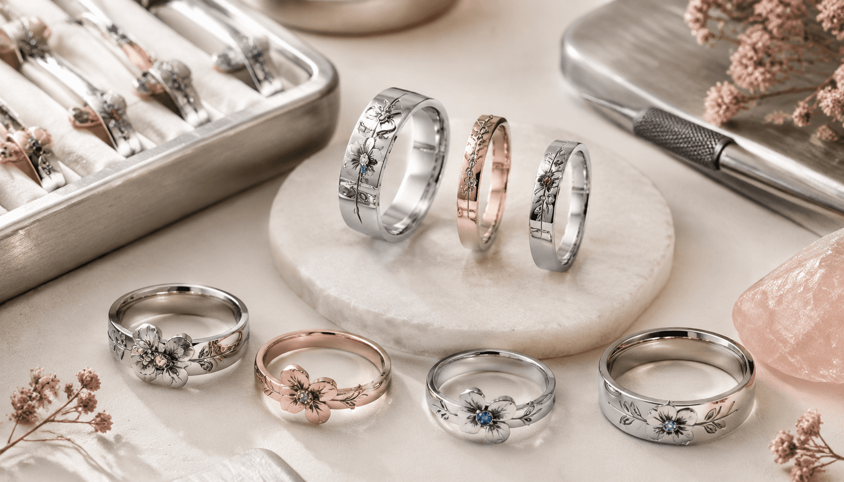 Timeless Seasonal Elegance: Customized Stainless Steel Birth Flower Rings