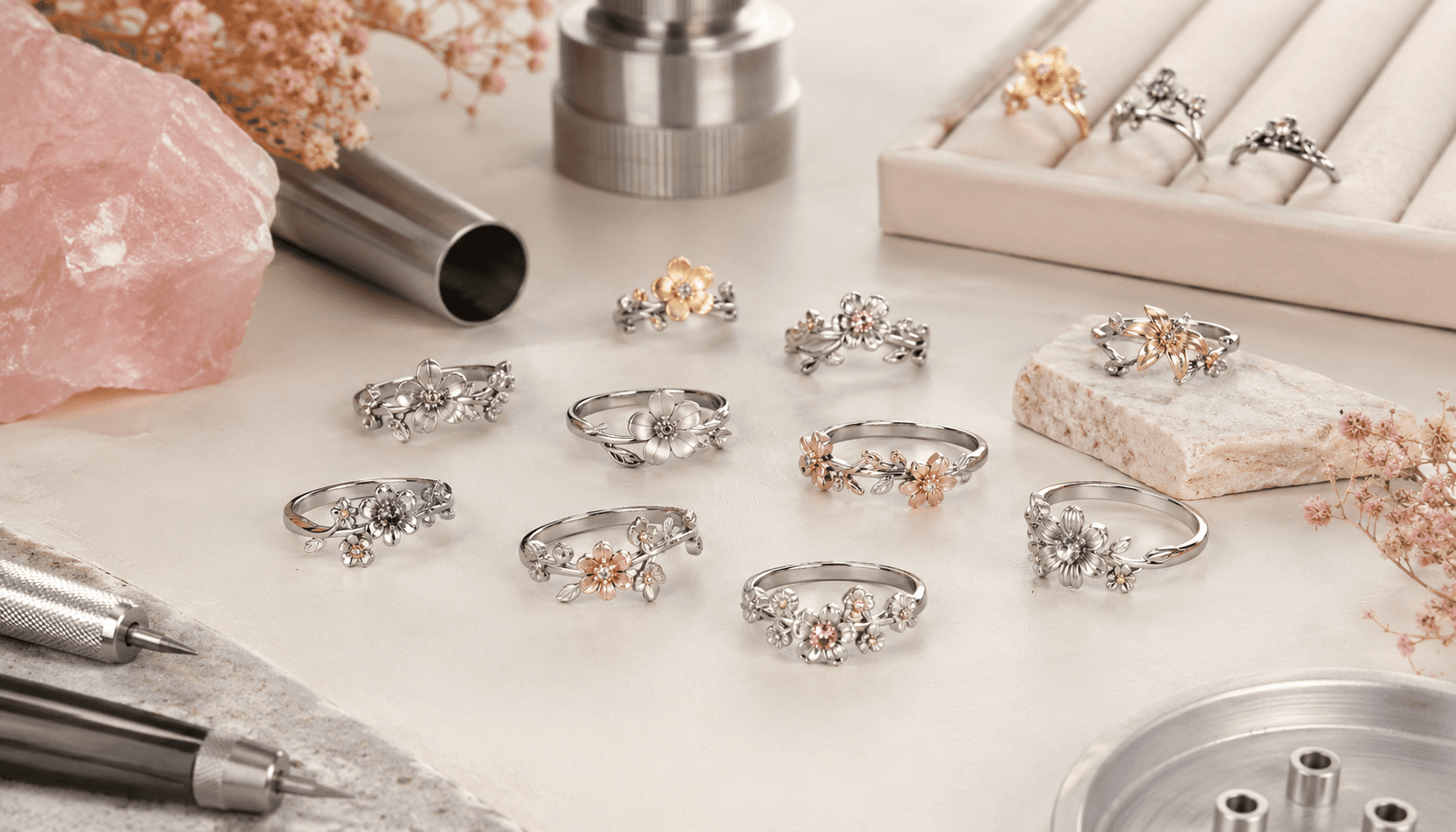 Timeless Seasonal Elegance: Customized Birth Flower Rings