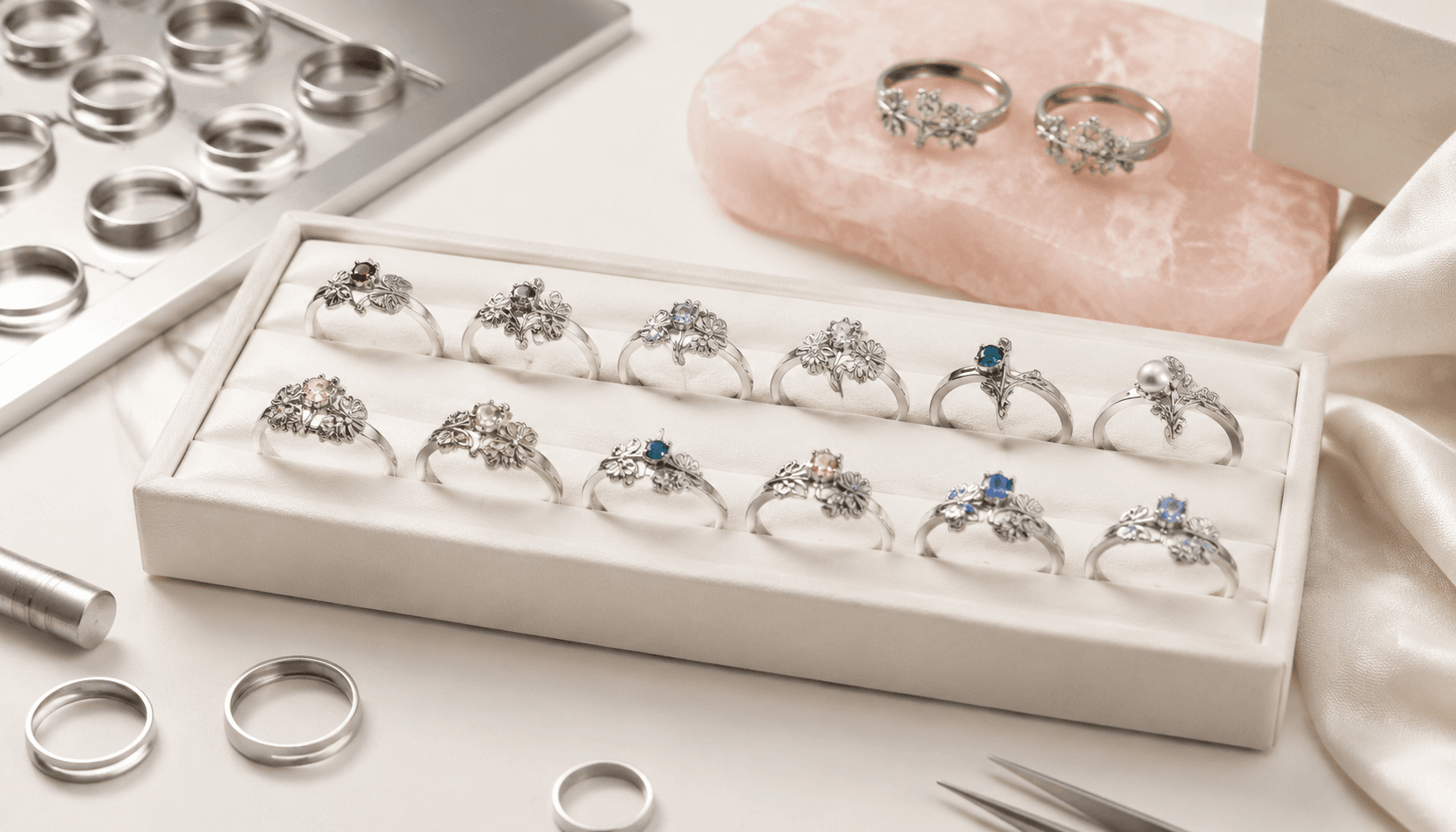 Timeless Blooms: Festive Birth Flower Rings in Stainless Steel