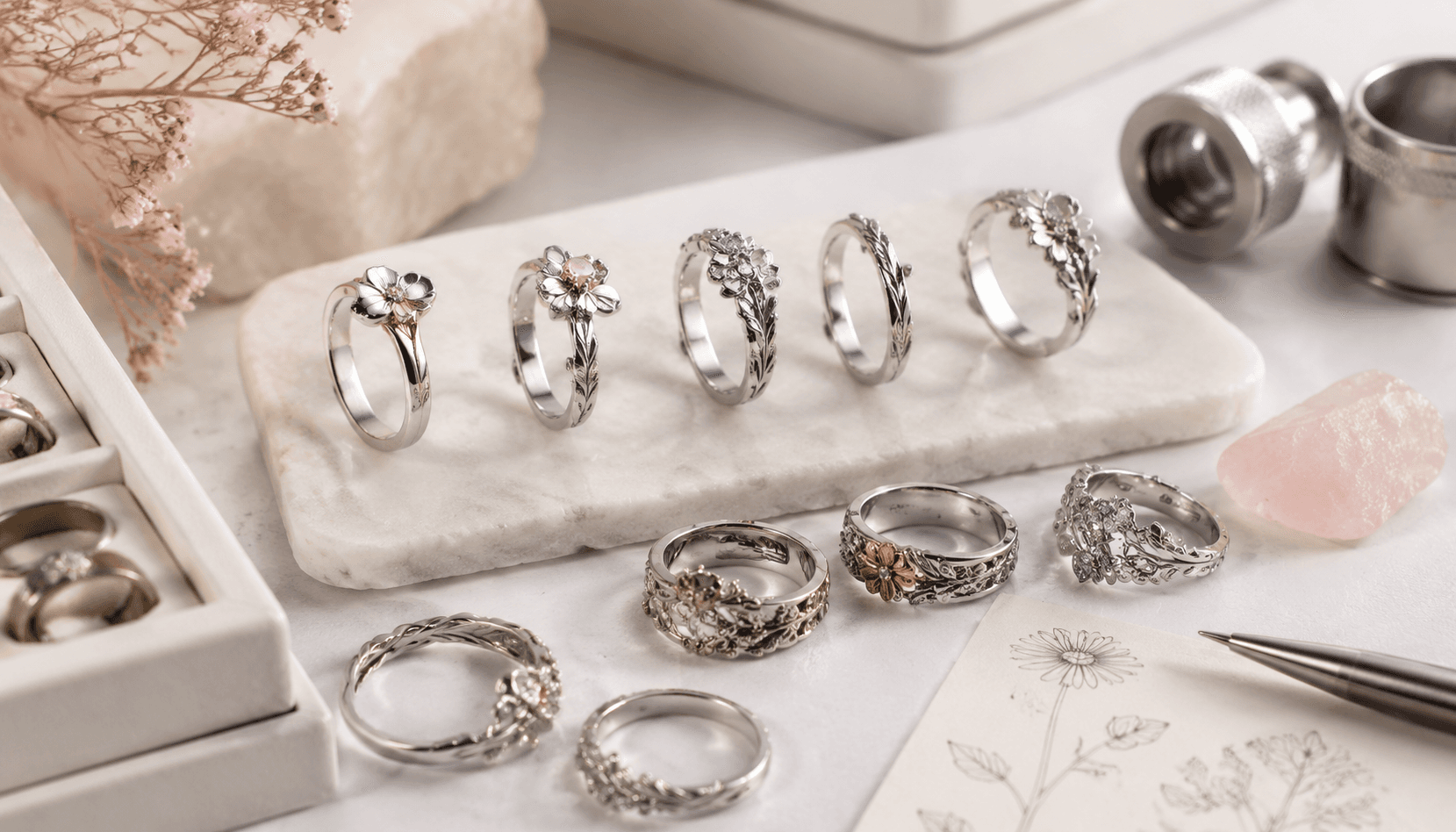 Festive Elegance: Bespoke Birth Flower Rings for Every Season