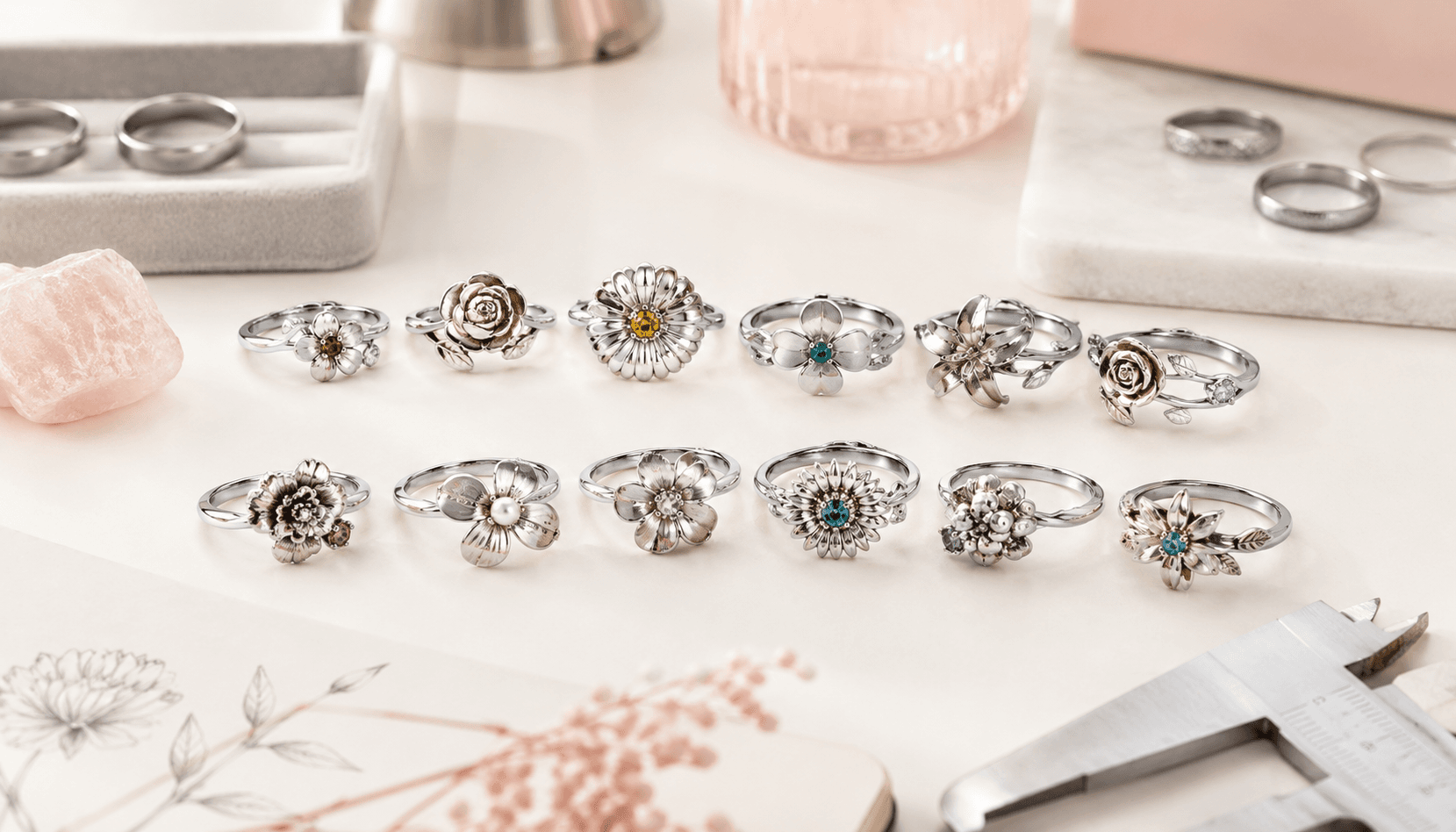 Seasonal Spark: Birth Flower Rings in Limited-Edition Splendor