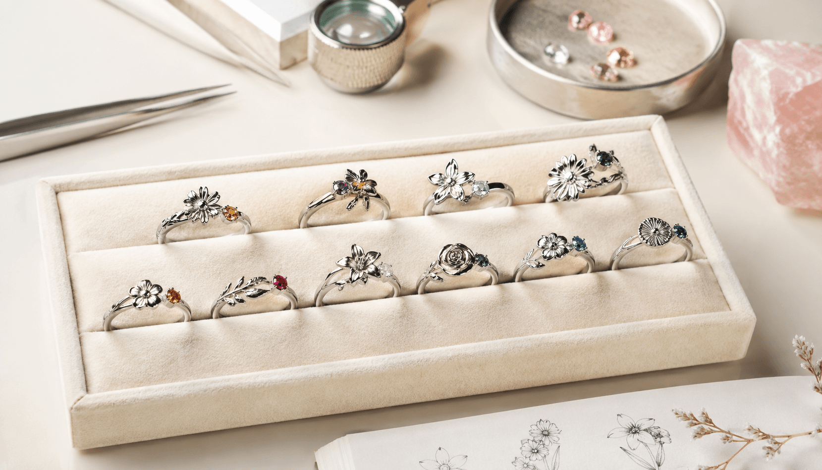 Seasonal Signature Series: Custom Birth Flower Rings in Steel