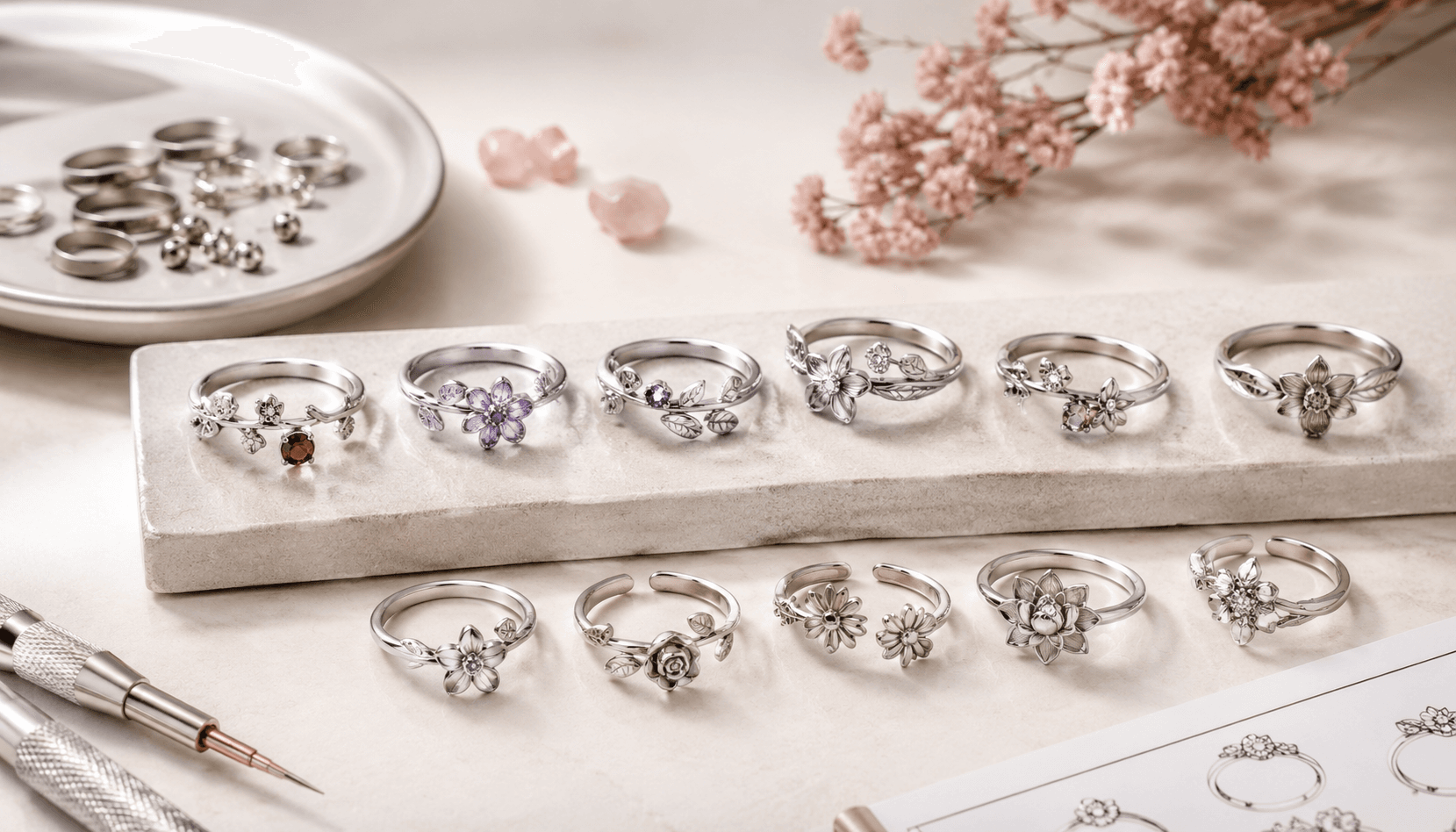 Holiday Bloom Collection: Custom Birth Flower Rings