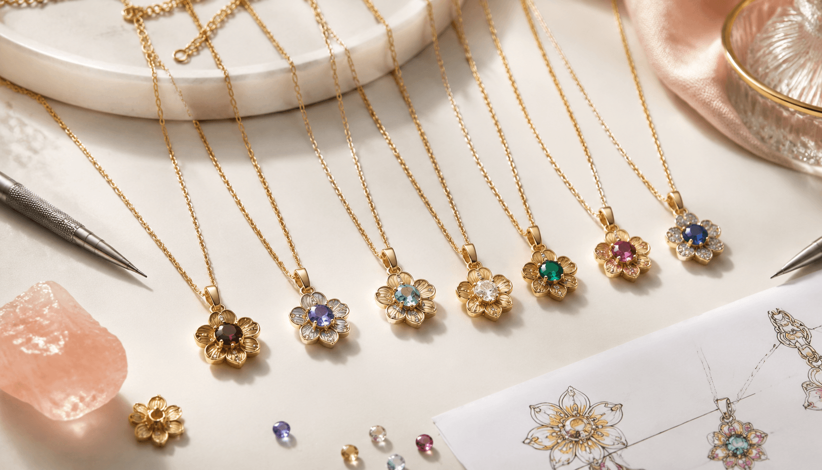 Custom Birth Month Flower Birthstone Gold Charm Necklace: Advanced Materials & Craftsmanship Insights