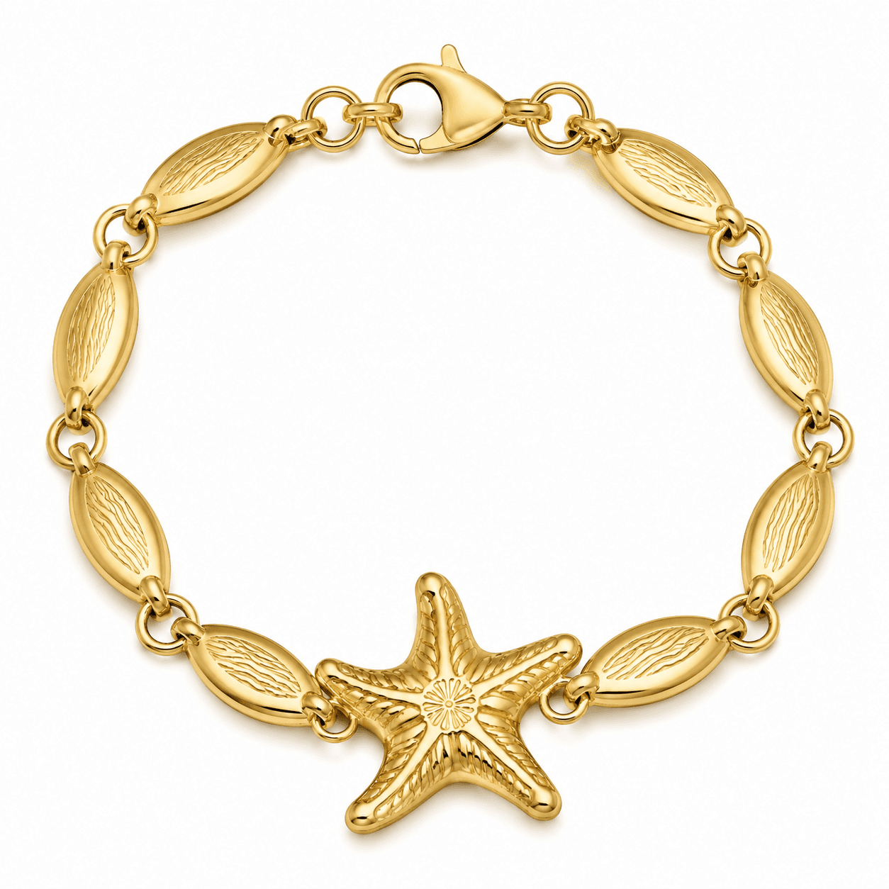 Pulsera 316L con charm esculpido de estrella de mar Tidal