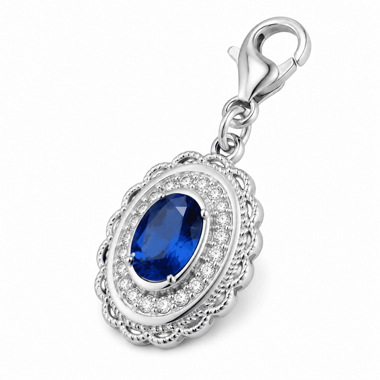 Midnight Cove Oval Sapphire Bezel Charm