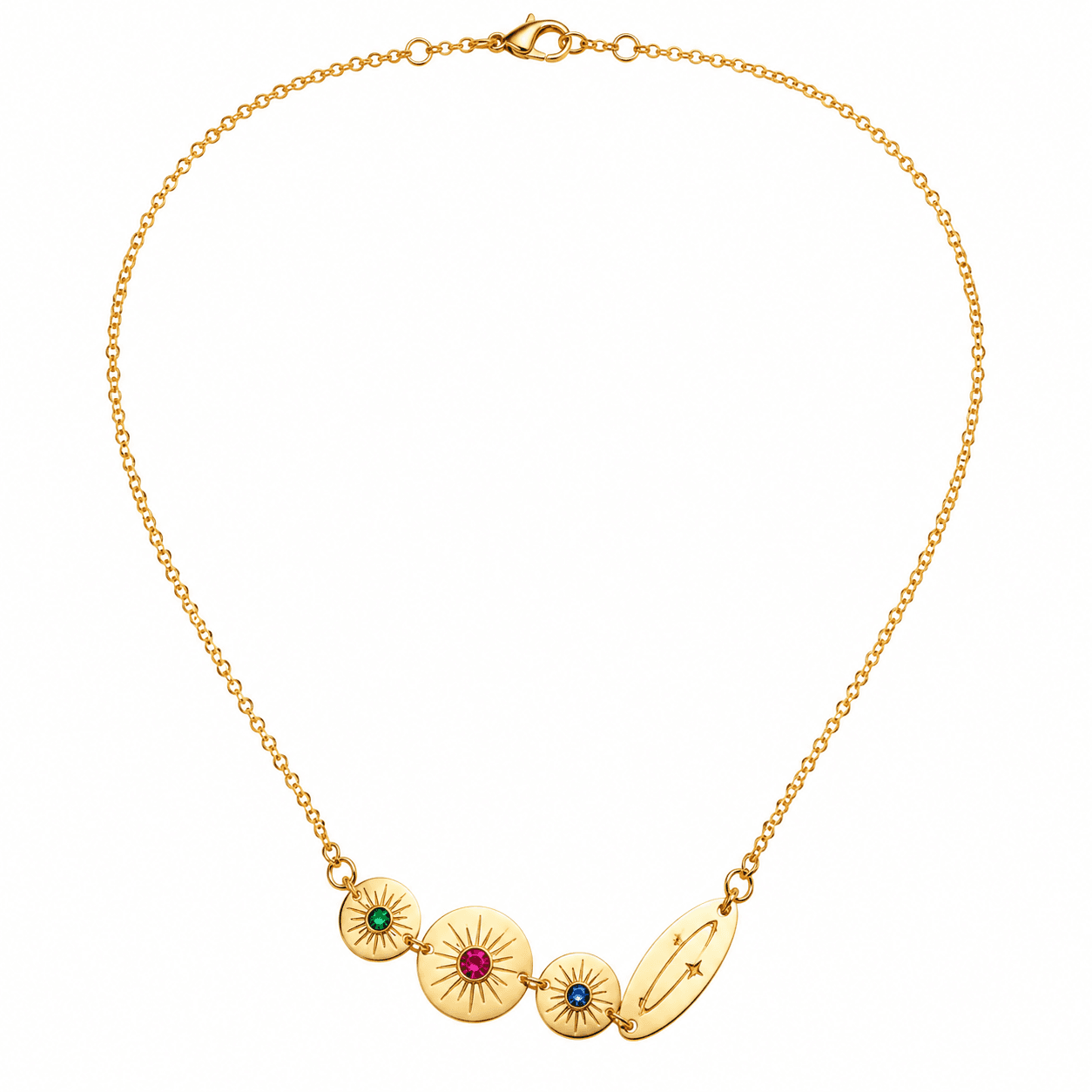 Aurora Galaxy Birthstone Spiral 316L Stainless Steel Necklace
