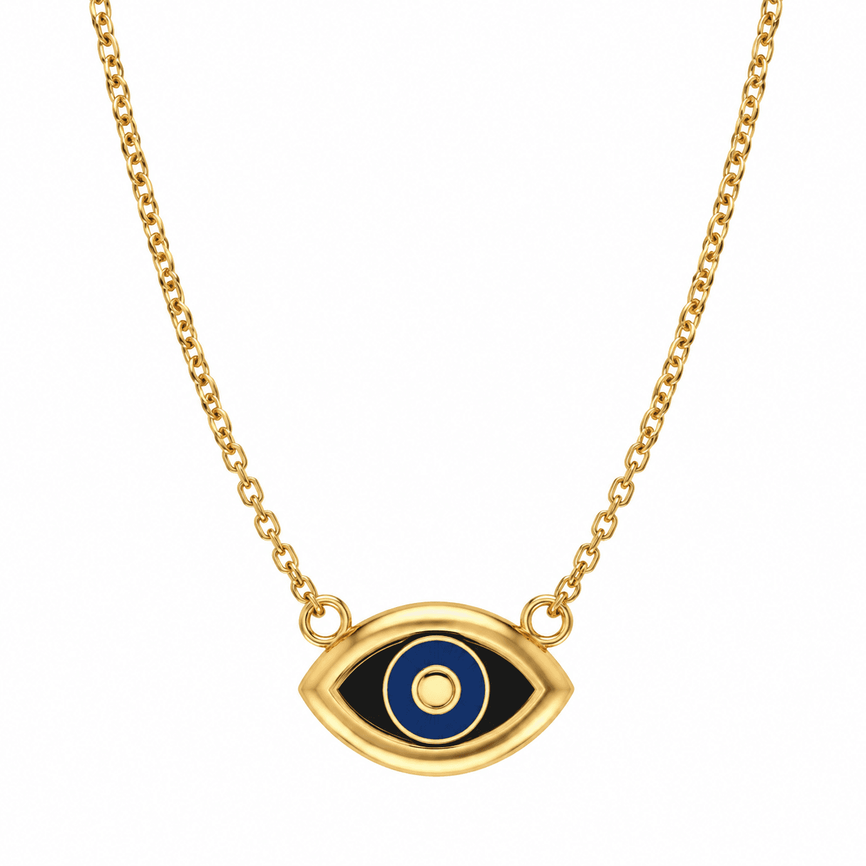 Lunar Guardian Blue Flash Evil Eye Crescent Charm Necklace