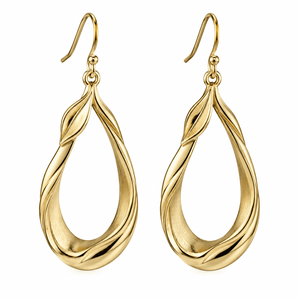 Golden Ginkgo Whisper 316L Stainless Steel Hoop Earrings