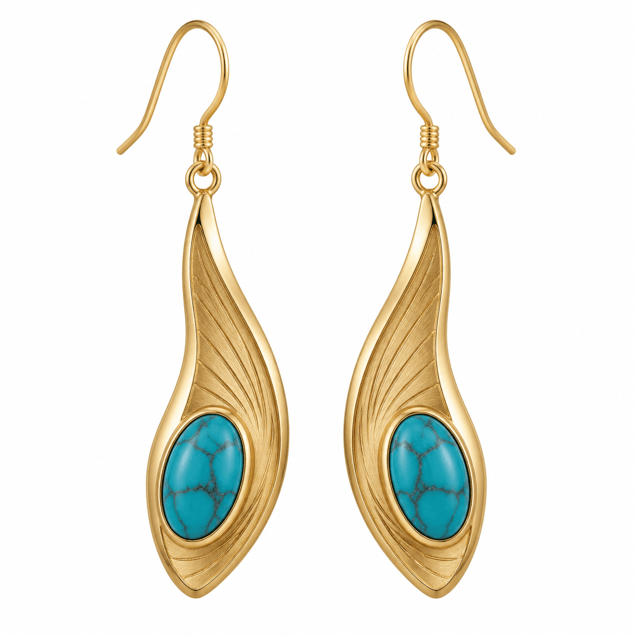 Aqua Monstera Gold Tide 316L Stainless Steel Earrings
