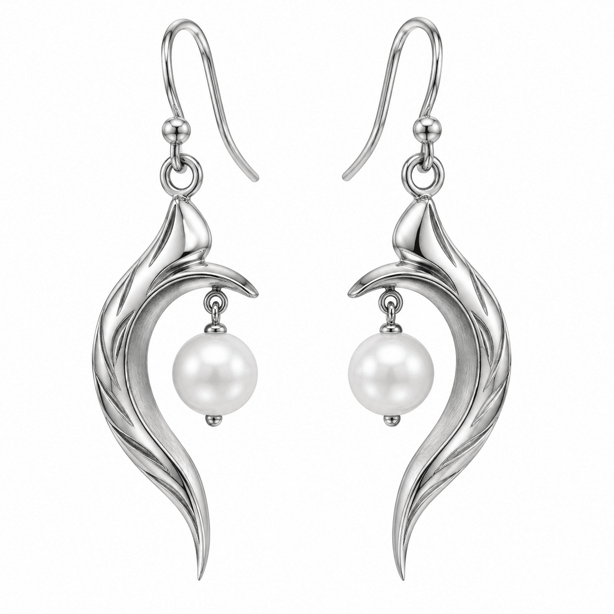 Tidal Whisper Pearl Wave Edelstahl-Ohrringe