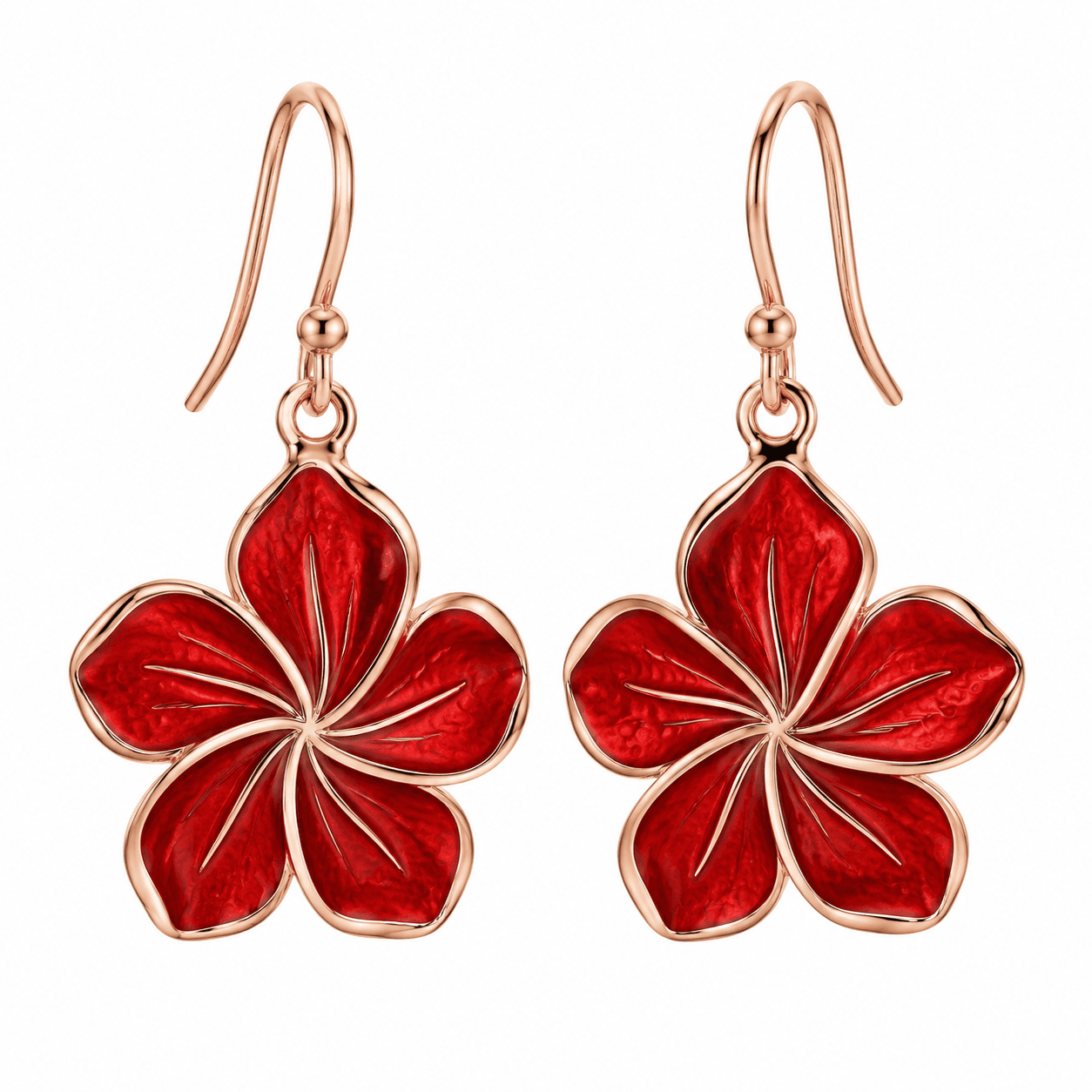 Scharlachrote Rose Aurora Rote Blumen-Edelstahlohrringe