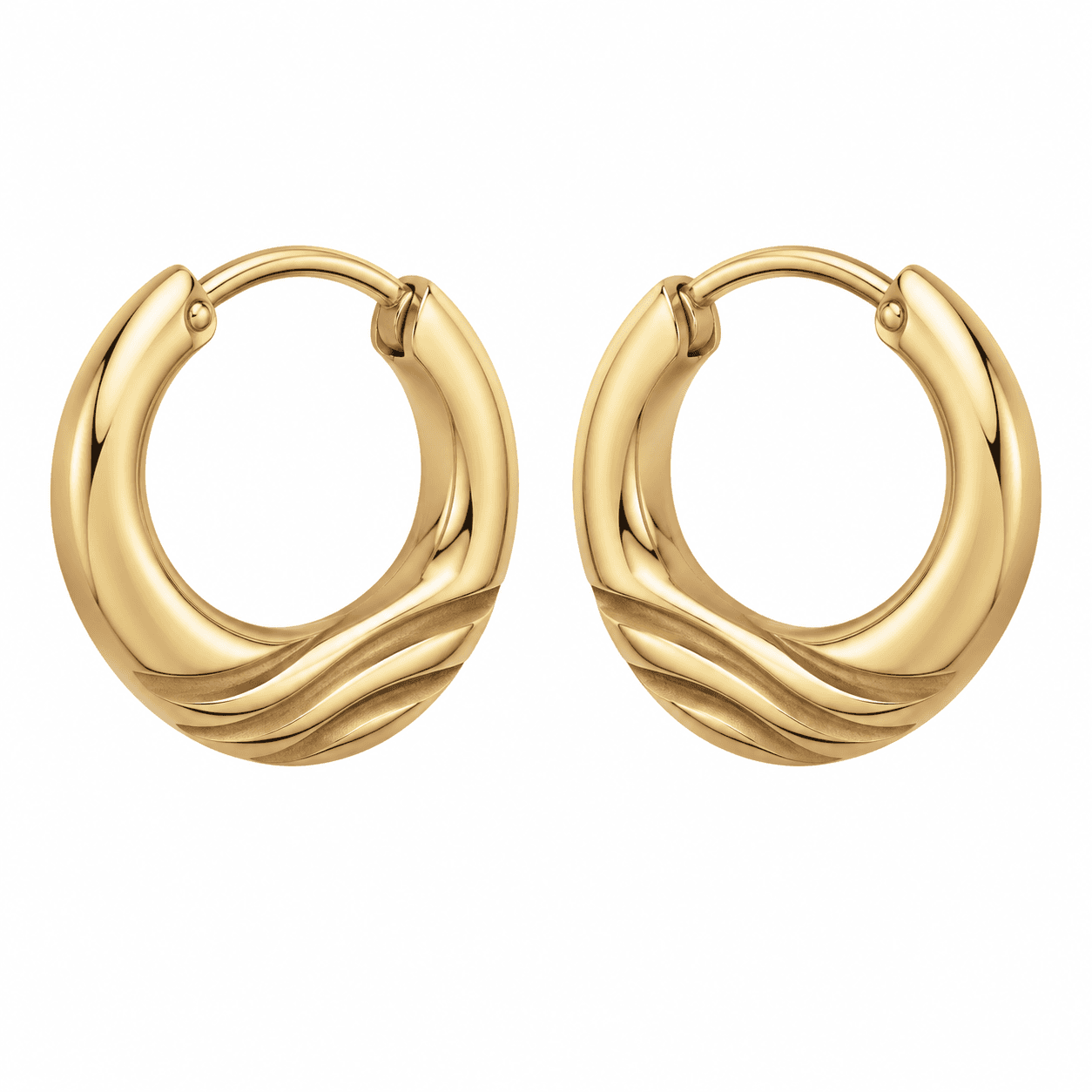 TidalMuse Mini Liquid Wave Huggie Hoops Champagne Gold