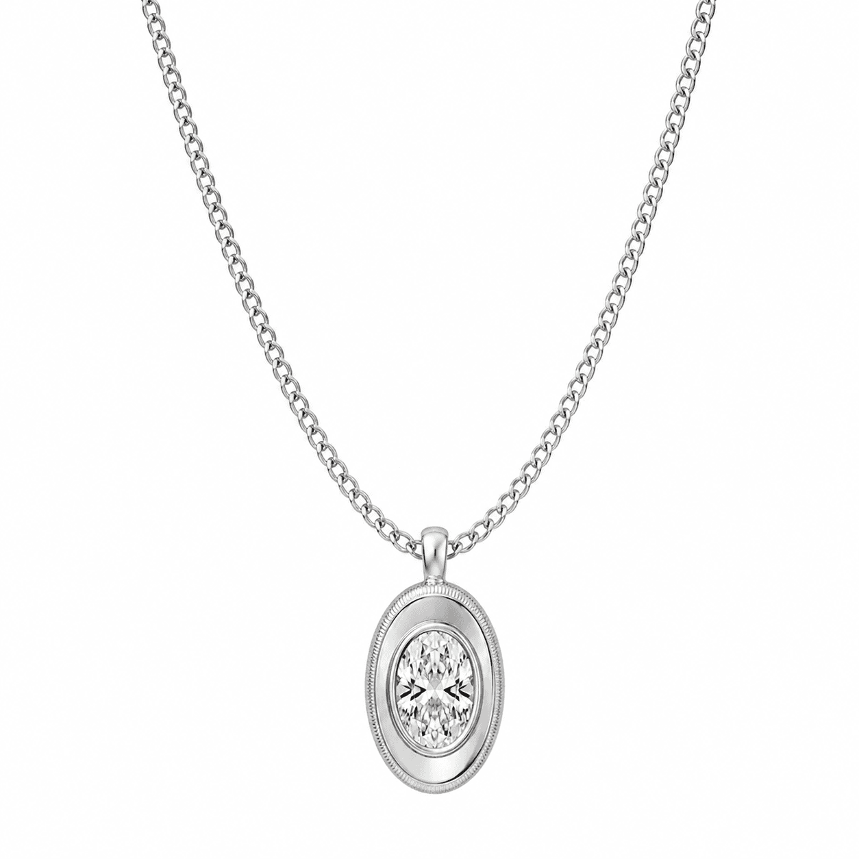 Nocturne Oval Bezel Necklace 1.5ct Lab Grown Diamond 316L Black IP