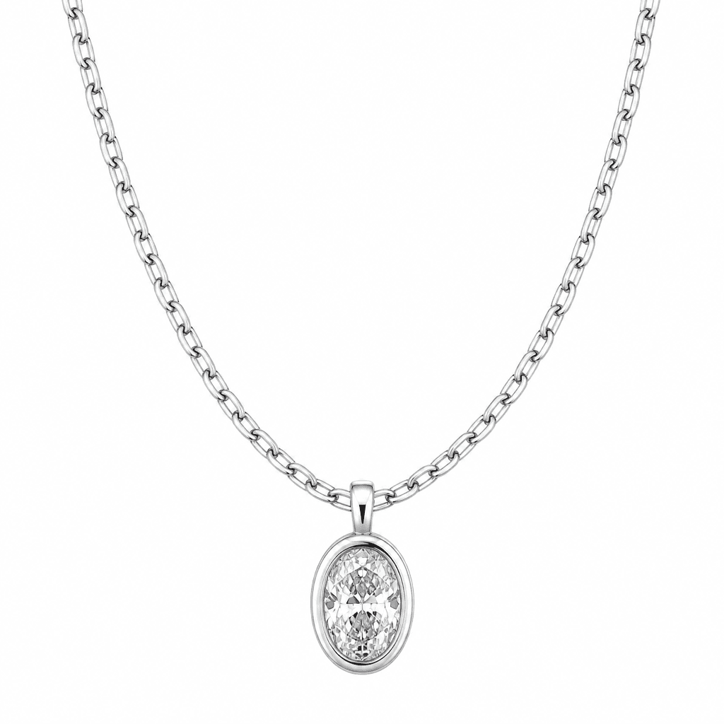 Lumière Arc Oval Necklace 1.34 ct Diamond Stainless Steel