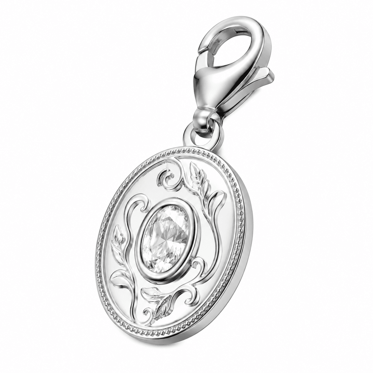 AstraOval Halo Charm 316L Two Tone Oval Bezel Pendant