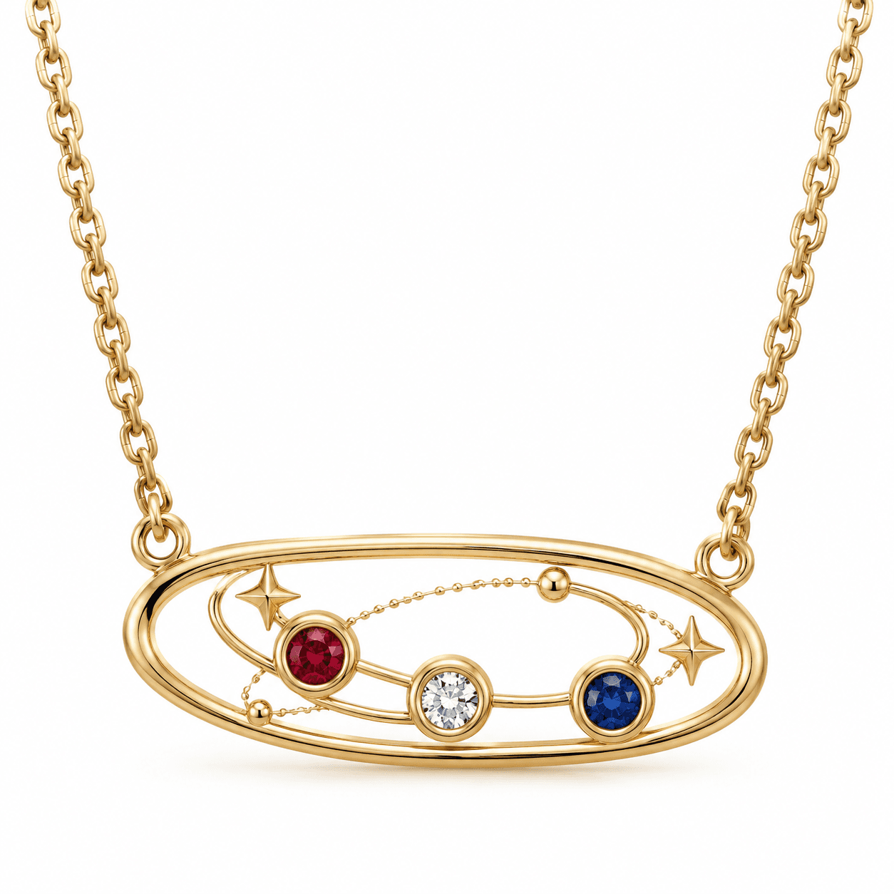 Celestia Spiral Birthstone Orbit 316L Stainless Steel Necklace