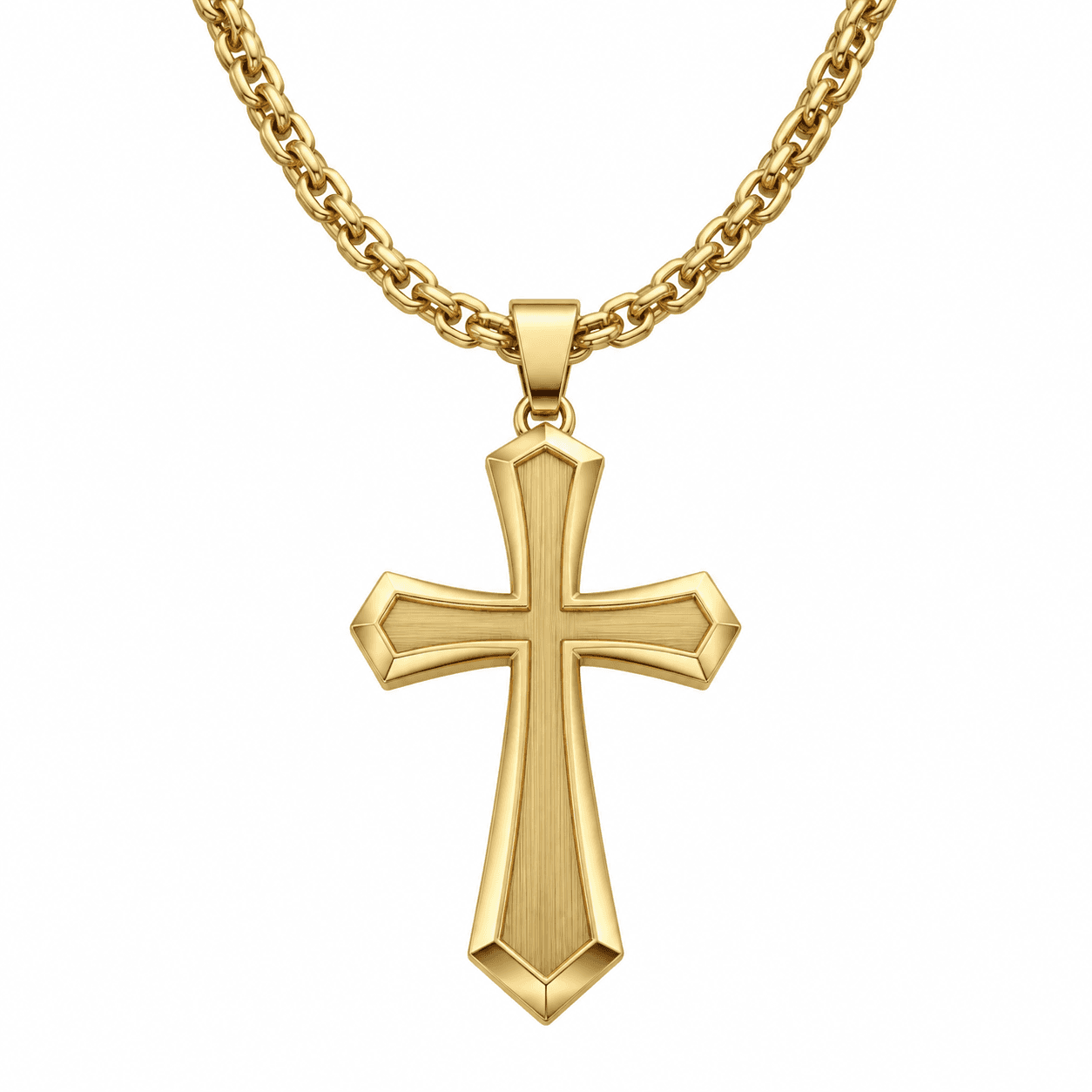 Titan Edge Sculpted Cross Pendant Necklace