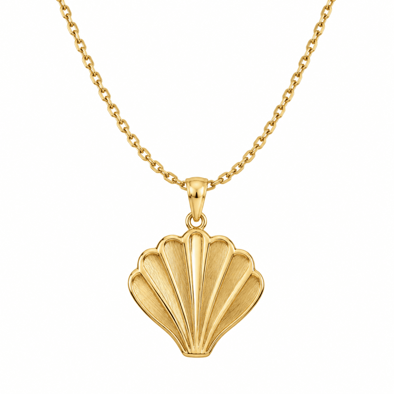 Tidal Moon Sculpted Gold Shell Pendant Necklace