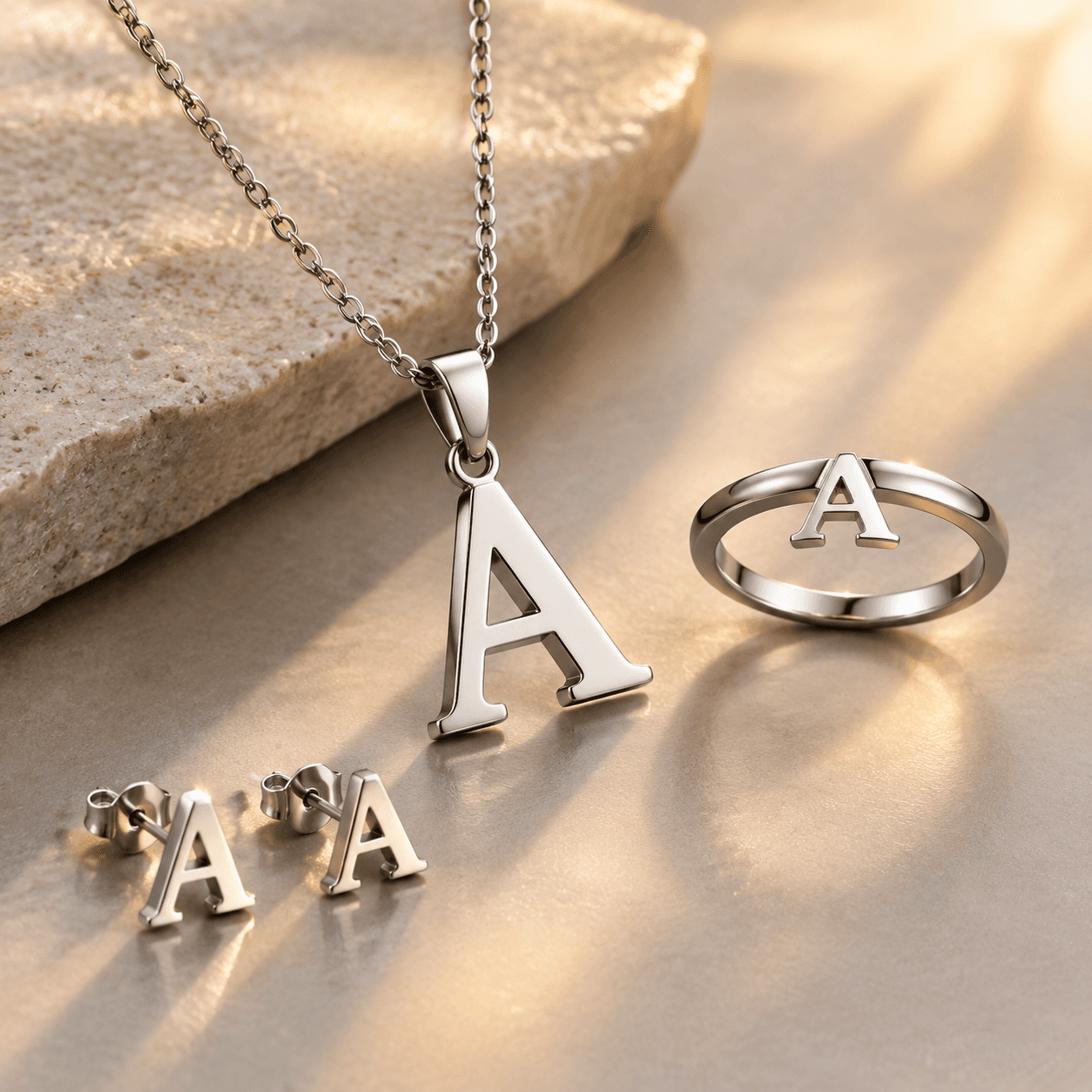 stainless steel initial pendant necklace: Material Guide
