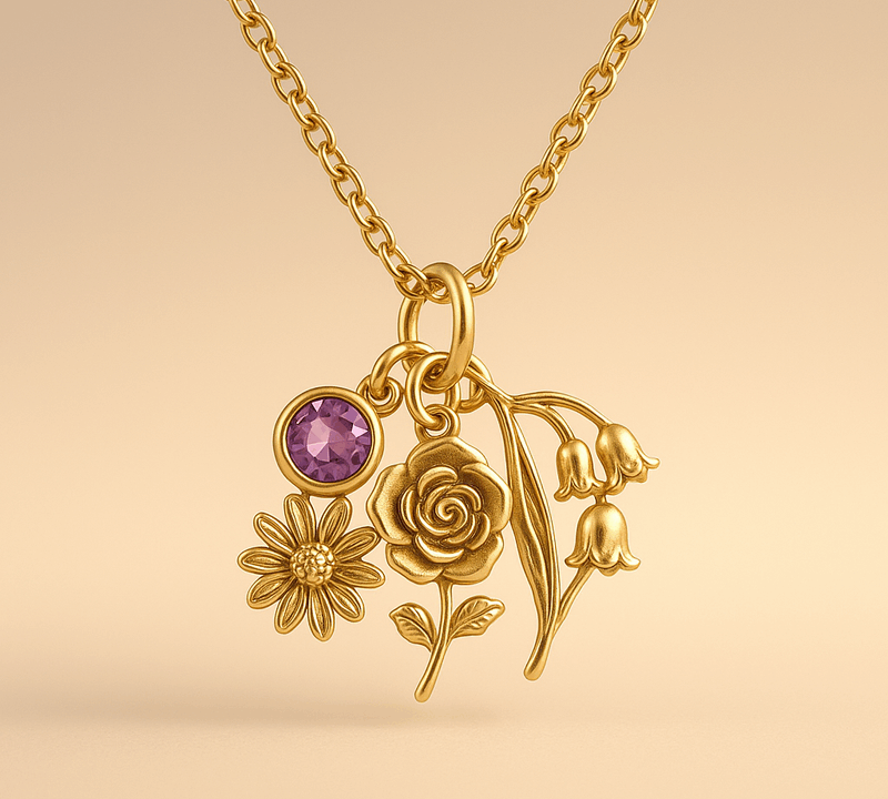 Custom Birth Month Flower Birthstone Gold Charm Bouquet Necklace: A Game-Changer for Jewelry Retailers and Wholesalers