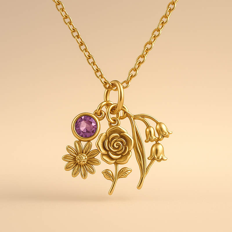 Custom Birth Month Flower Birthstone Gold Charm Bouquet Necklace: A Game-Changer for Jewelry Retailers and Wholesalers