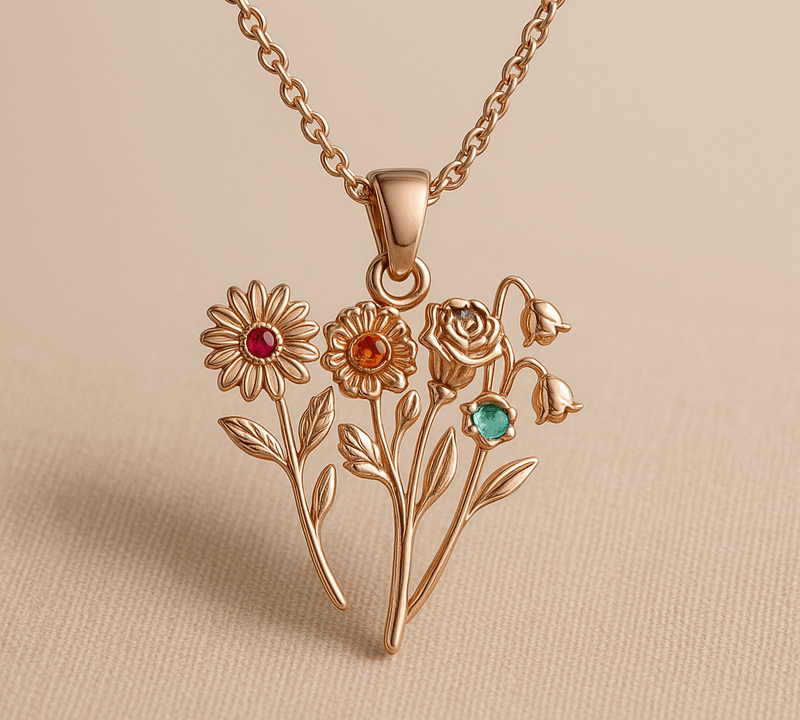 Boost Your Jewelry Business with Custom Birth Month Flower Birthstone Necklaces: The Appeal of Rose Gold Charm Bouquets and Personalized Floral Jewelry
