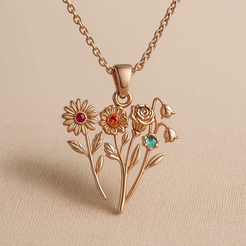 Boost Your Jewelry Business with Custom Birth Month Flower Birthstone Necklaces: The Appeal of Rose Gold Charm Bouquets and Personalized Floral Jewelry