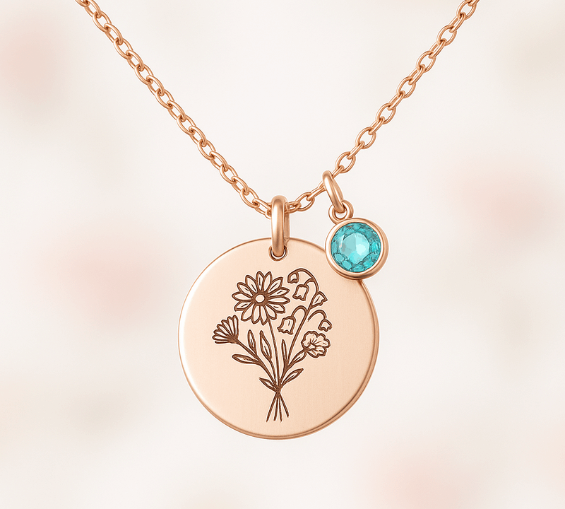Custom Birth Month Flower Necklace Trends: Boost Business with Rose Gold Birthstone Charm & Bouquet Designs