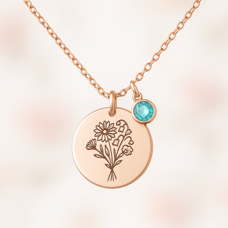 Custom Birth Month Flower Necklace Trends: Boost Business with Rose Gold Birthstone Charm & Bouquet Designs