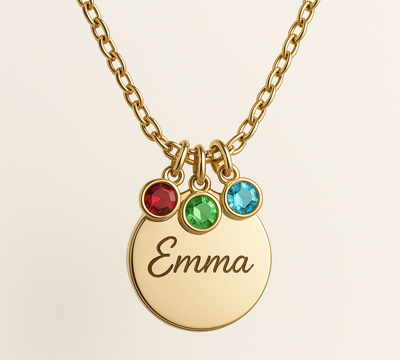 :** Custom Custom Birthstone Birthstone Gold Charm Gold Charm Necklace Trends Necklace: Boost Business with Trendy: Boost, Durable, and Customizable Jewelry Designs Wholesale Sales with Durable Stainless Steel Designs