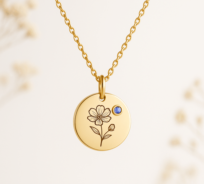 Custom Birth Month Flower Birthstone Necklace: Boost Business with Durable, Personalized Gold Charm Jewelry