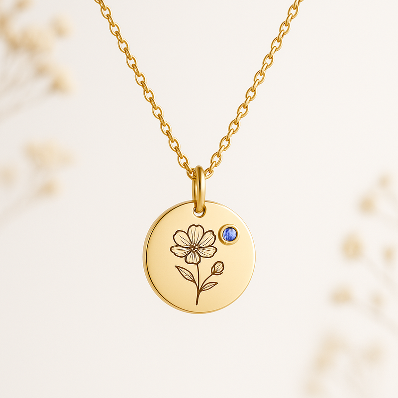 Custom Birth Month Flower Birthstone Necklace: Boost Business with Durable, Personalized Gold Charm Jewelry