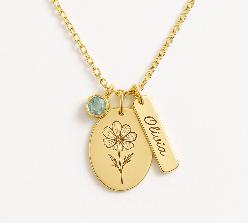 Boost Your Jewelry Business with Custom Birth Flower Birthstone Necklace: Low MOQ & High-Demand Designs