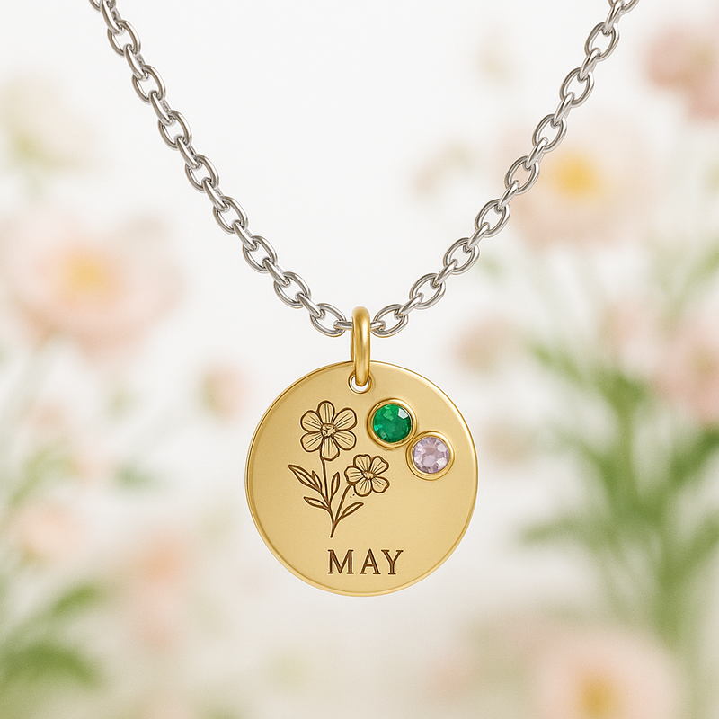 Custom Birth Month Flower Birthstone Necklace: Boost Jewelry Business with Personalized Gold Charm Bouquet Designs