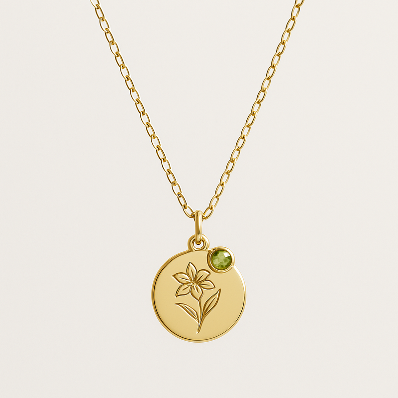 Custom Birth Month Flower Necklace: Boost Your Jewelry Brand with Gold Charm & Birthstone Collections
