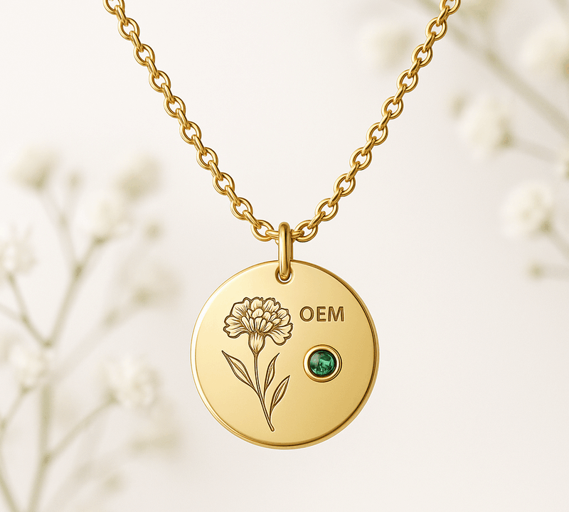 Custom Birth Month Flower Birthstone Necklace Trends: OEM Gold Charm Designs for Business Growth