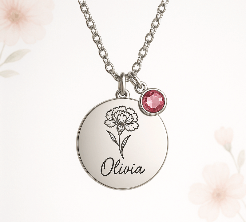 Custom Birth Month Flower Birthstone Necklace: Boost Sales with Personalized Stainless Steel Jewelry Manufacturing