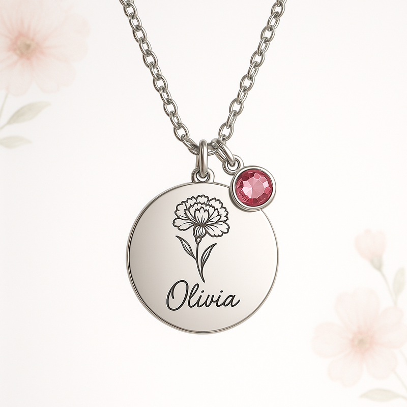 Custom Birth Month Flower Birthstone Necklace: Boost Sales with Personalized Stainless Steel Jewelry Manufacturing