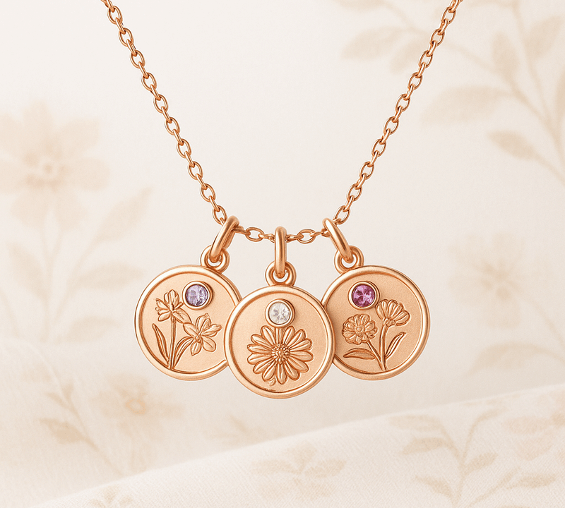 20250527 094725 Custom Birth Month Flower Birthstone Necklace Boo