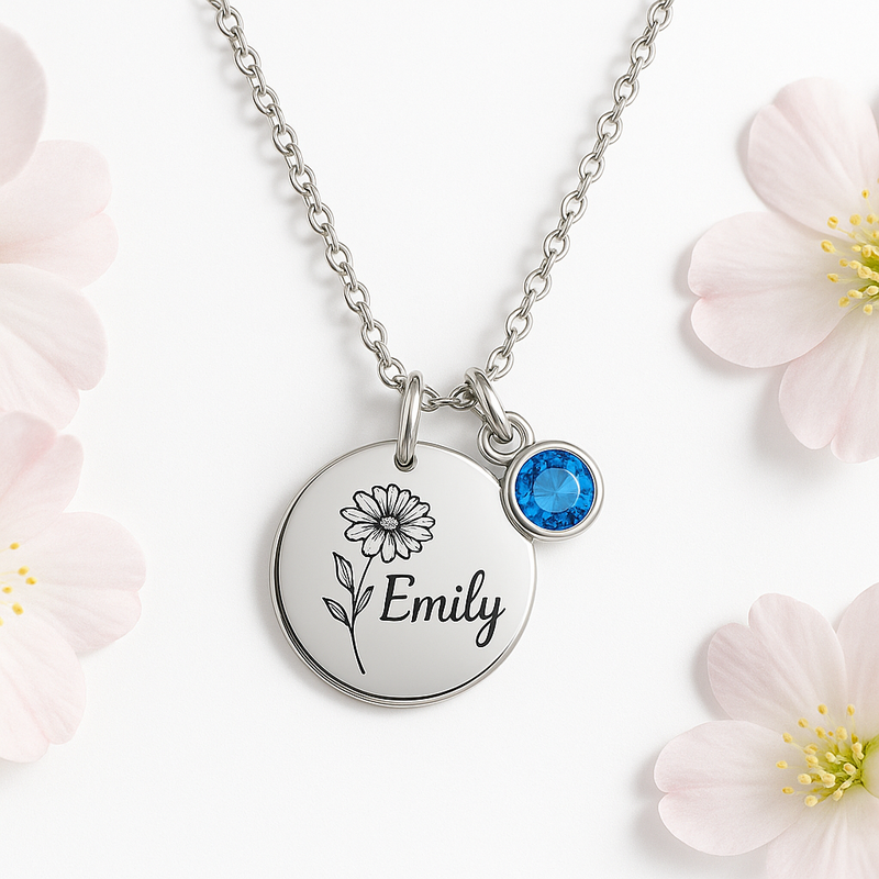 Custom Birth Month Flower Birthstone Charm Necklace: Boost Your Jewelry Business with Personalized Stainless Steel Designs