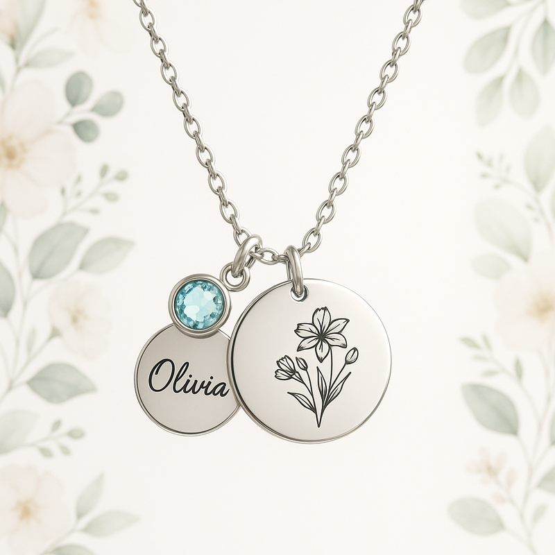 Custom Birth Month Flower Birthstone Charm Necklace: Boost Your Jewelry Brand with Durable, Low MOQ Floral Designs