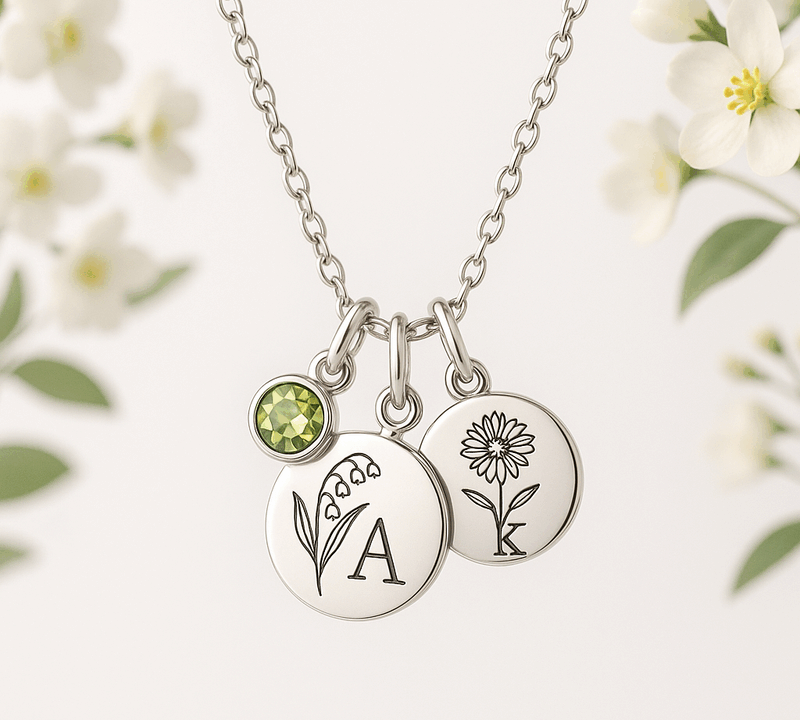 Custom Birth Month Flower Birthstone Charm Necklace: Low MOQ OEM Manufacturing for Personalized Jewelry Brands